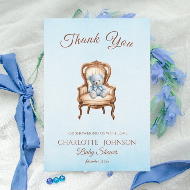 Vintage Blue Classic Boy Baby Shower Thank You (Creator Uploaded)