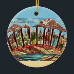 Vintage Blue Colorado Postcard Ceramic Ornament<br><div class="desc">A very vintage scenic greetings postcard from the State of Colorado repurposed! The image is on the back and front.  If you'd like,  you can remove the back image and add a personal greeting.</div>