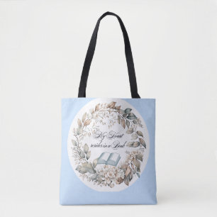 Vintage Blue Cottage Garden Book lovers Tote Bag