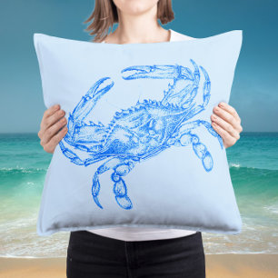 Vintage  blue  crab   cushion