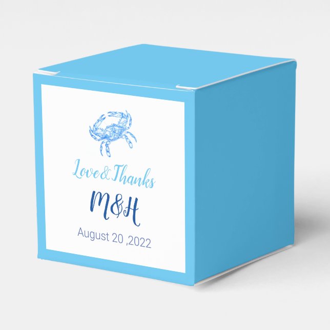 Vintage blue crab for weddings   favour box (Front Side)