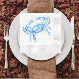 Vintage blue crab napkin