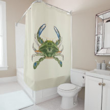 Vintage Blue Crab On A Cream Background