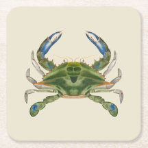 Vintage Blue Crab On A Cream Background