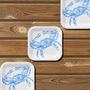 Vintage  blue  crab paper plate