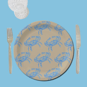 Vintage  blue  crab  paper plate