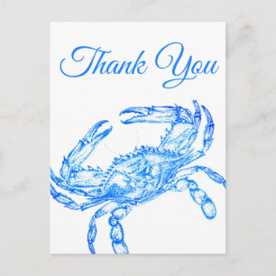 Vintage  blue  crab  -  thank you Postcard