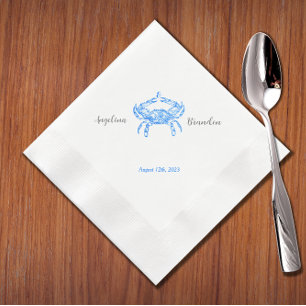 Vintage  blue  crab  wedding napkin