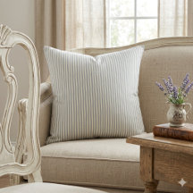 Vintage Blue & Cream Striped French Country 