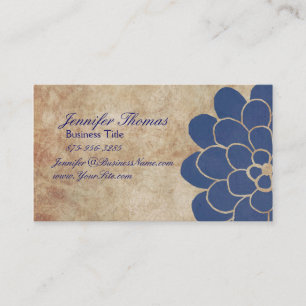 Vintage Blue Dahlia Floral Wedding Planner Business Card