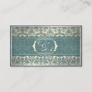 Vintage Blue Damask Wedding place card