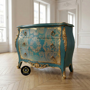 Vintage Blue Decorative Floral Decoupage Furniture Tissue Paper