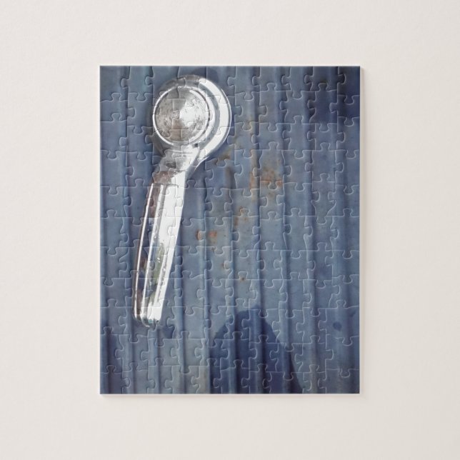 Vintage Blue Door, Silver Handle Jigsaw Puzzle (Vertical)