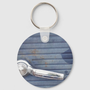 Vintage Blue Door, Silver Handle Key Ring
