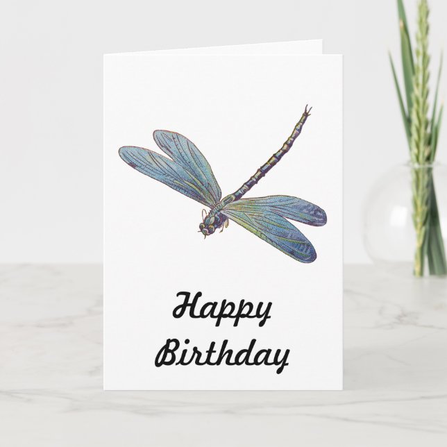 Vintage Blue Dragonfly Card (Front)