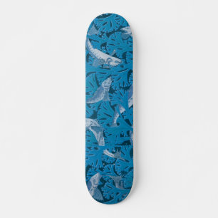 Vintage Blue Fish & Seaweed: Art Nouveau Nautical  Skateboard
