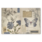 Vintage Blue Floral and Ephemera Decoupage