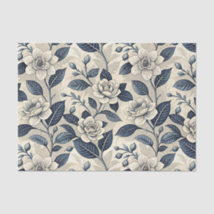 Vintage Blue Floral Botanical Pattern (10) Tissue Paper