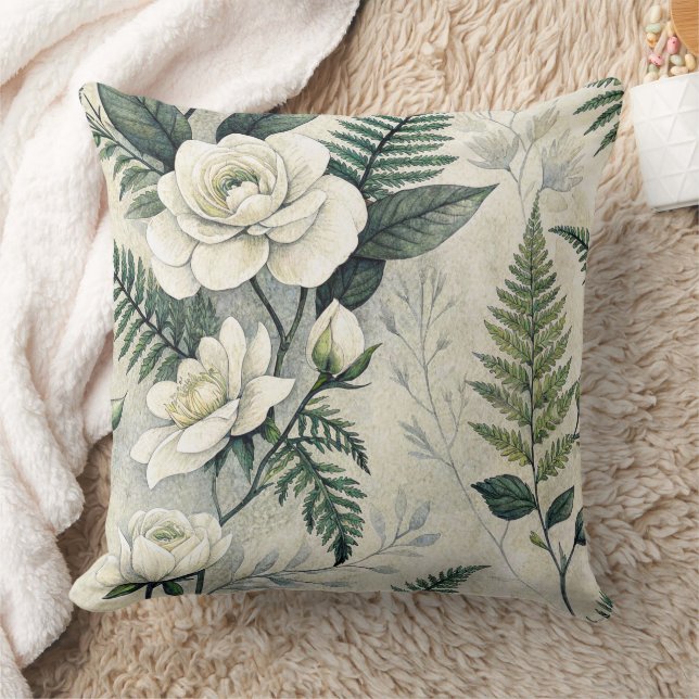 Vintage Blue Floral Botanical Pattern (4) Cushion (Blanket)