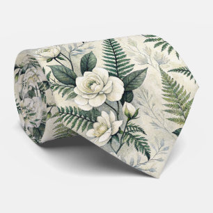 Vintage Blue Floral Botanical Pattern (4) Tie
