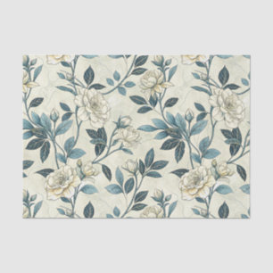 Vintage Blue Floral Botanical Pattern (6) Tissue Paper