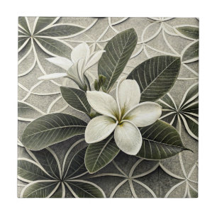 Vintage Blue Floral Botanical Pattern (8) Ceramic Tile