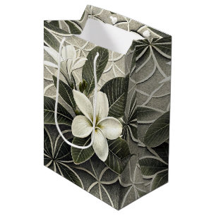 Vintage Blue Floral Botanical Pattern (8) Medium Gift Bag