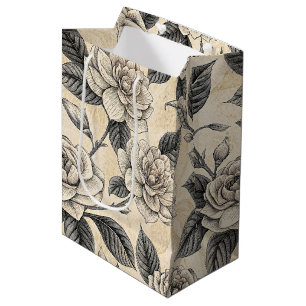 Vintage Blue Floral Botanical Pattern (9) Medium Gift Bag