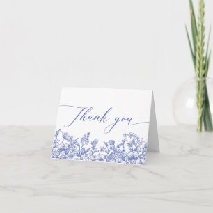 Vintage Blue Floral Bridal Shower Thank You Card