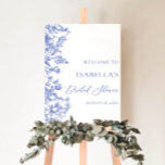 Vintage Blue Floral Bridal Shower Welcome Sign<br><div class="desc">The "Vintage Blue Floral Bridal Shower Welcome Sign" is a charming and nostalgic sign designed to welcome guests to a bridal shower with a vintage theme. The title suggests a classic and elegant design featuring blue floral motifs, adding a touch of sophistication and romance to the sign. This sign is...</div>