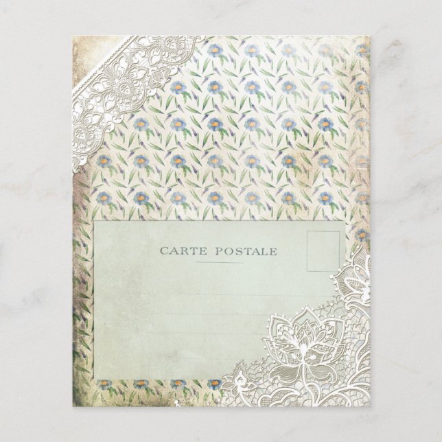 Vintage Blue Floral Collage Scrapbook Paper (Front)