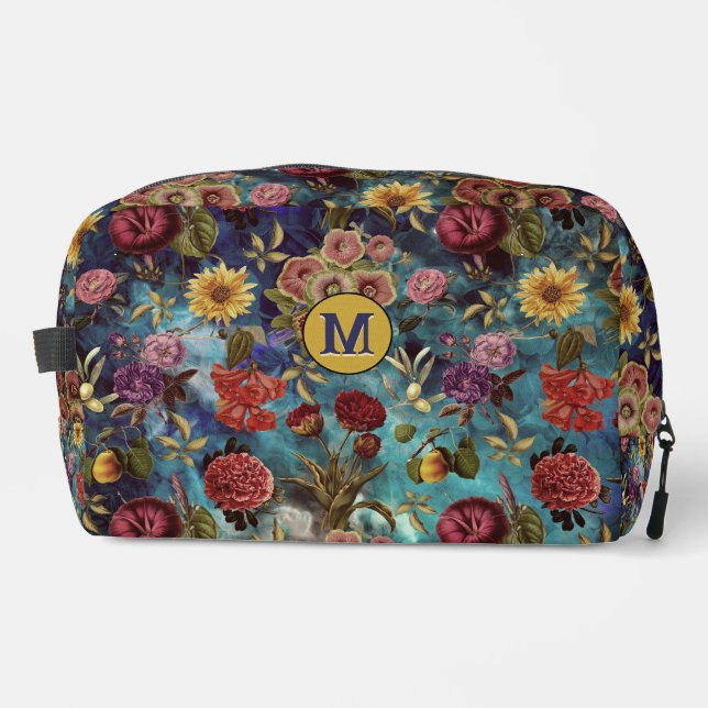 Vintage blue Floral Dopp Kit (Front)