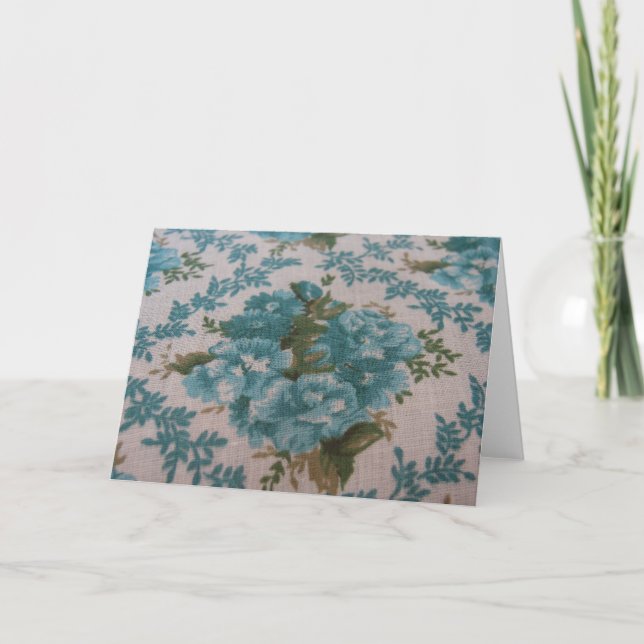 Vintage Blue Floral Fabric Card (Front)