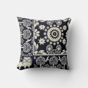 vintage blue floral flowers fabric textile art cushion