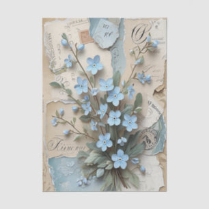 Vintage Blue Floral Forget-Me-Nots Decoupage Tissue Paper