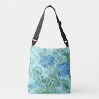 Vintage Blue Floral French Paris Postmark Pattern