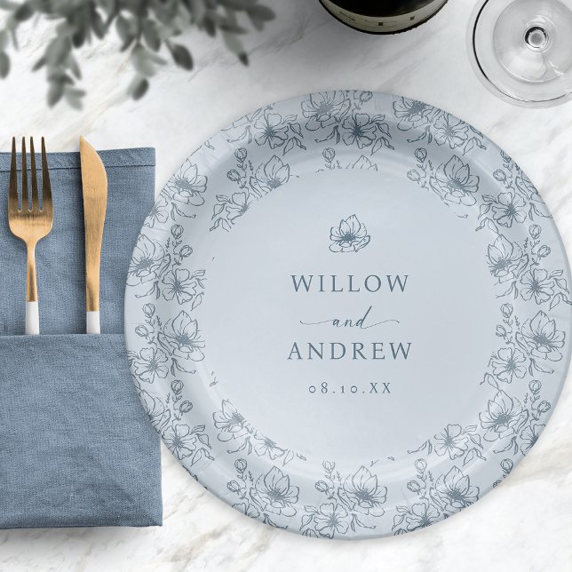 Vintage Blue Floral Paper Plate (Vintage Blue Floral Paper Plates
)