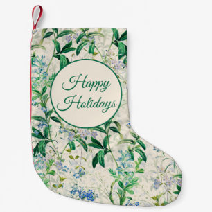 Vintage Blue Floral Small Christmas Stocking