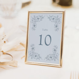 Vintage Blue Floral Table Number
