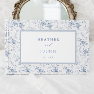 Vintage Blue Floral Toile Classic Wedding Guest Book