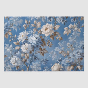 Vintage Blue Floral toile de jouy Tissue Paper