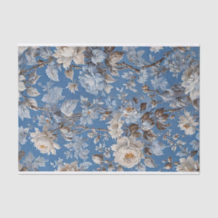 Vintage Blue Floral toile de jouy Tissue Paper