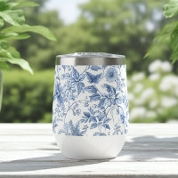 Vintage Blue Floral Toile Elegant