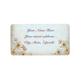 Vintage Blue Floral Wedding Label