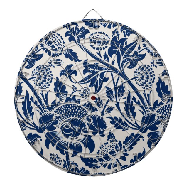 Vintage Blue Flower Pattern Dartboard (Front)