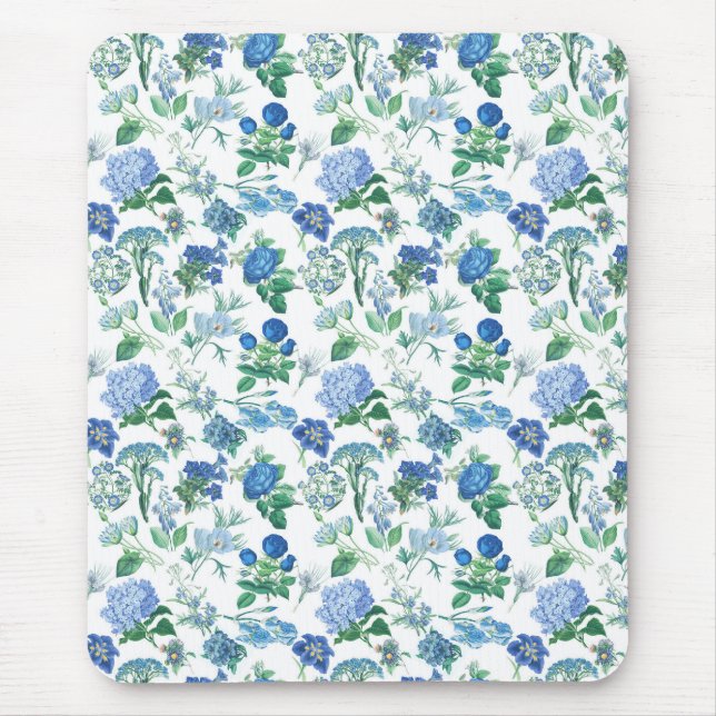 Vintage Blue Flowers Notebook Mouse Pad (Front)