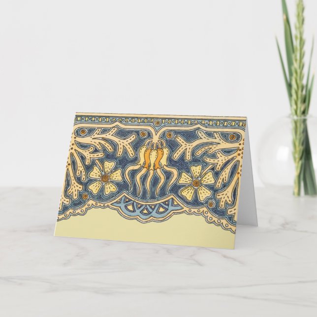 Vintage Blue Folded Greeting Card (Front)