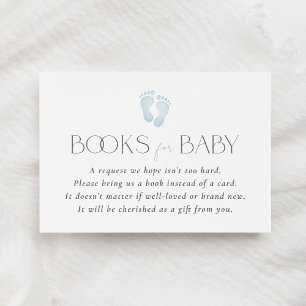 Vintage Blue Footprint Baby Shower Books for Baby Enclosure Card