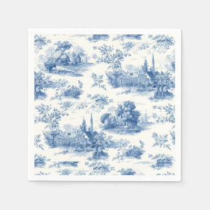Vintage blue french toile de Jouy Floral pattern Napkin