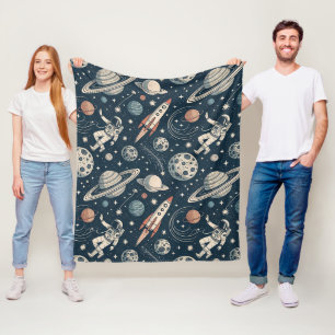 Vintage Blue Galaxy Fleece Blanket